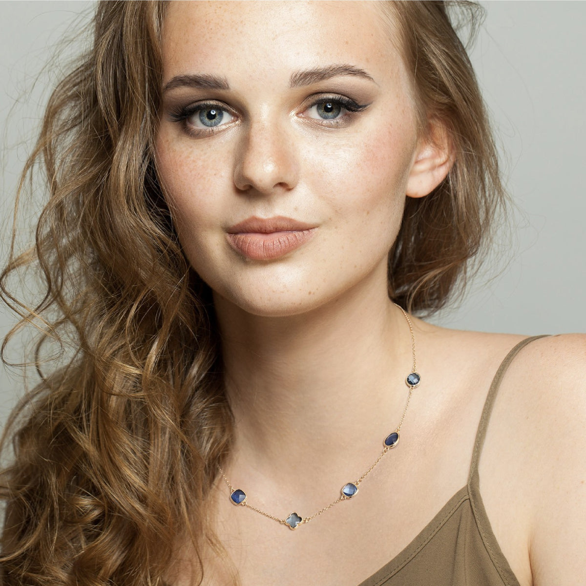 Glow dames ketting marine blue 55 cm